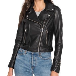 Lamarque Black Leather Asymmetrical Moto Jacket